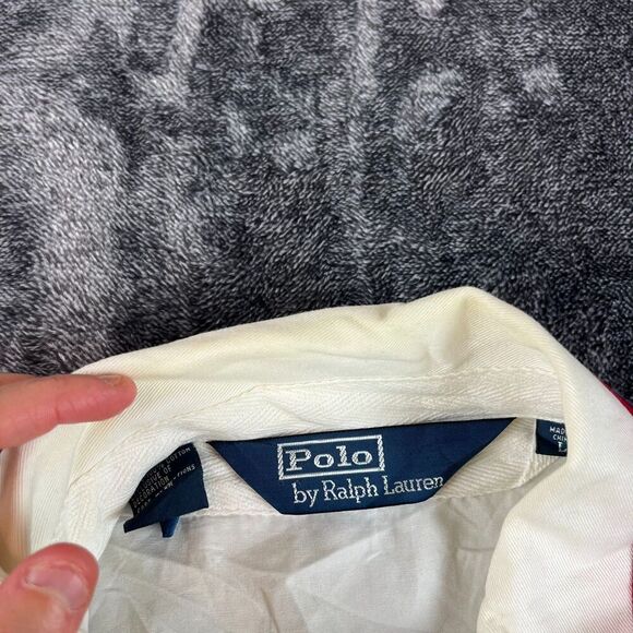 Vtg Polo Ralph Lauren Big Pony Flag Patch Full Zip Jacket Men's L White *Read - Picture 12 of 16